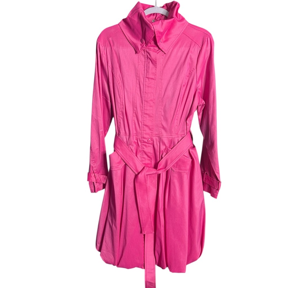 Samuel Dong Vibrant Pink Long Sleeve Belted Dress